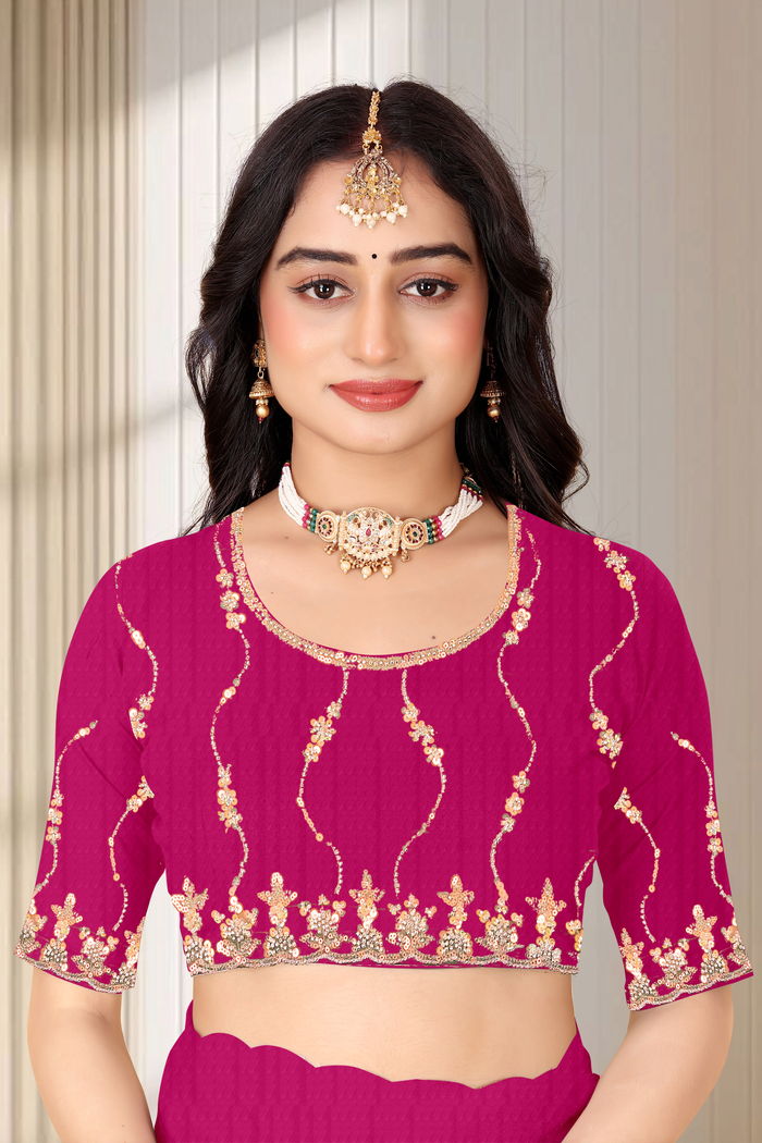 Rani Gulabi Zardozi Saree — view 5