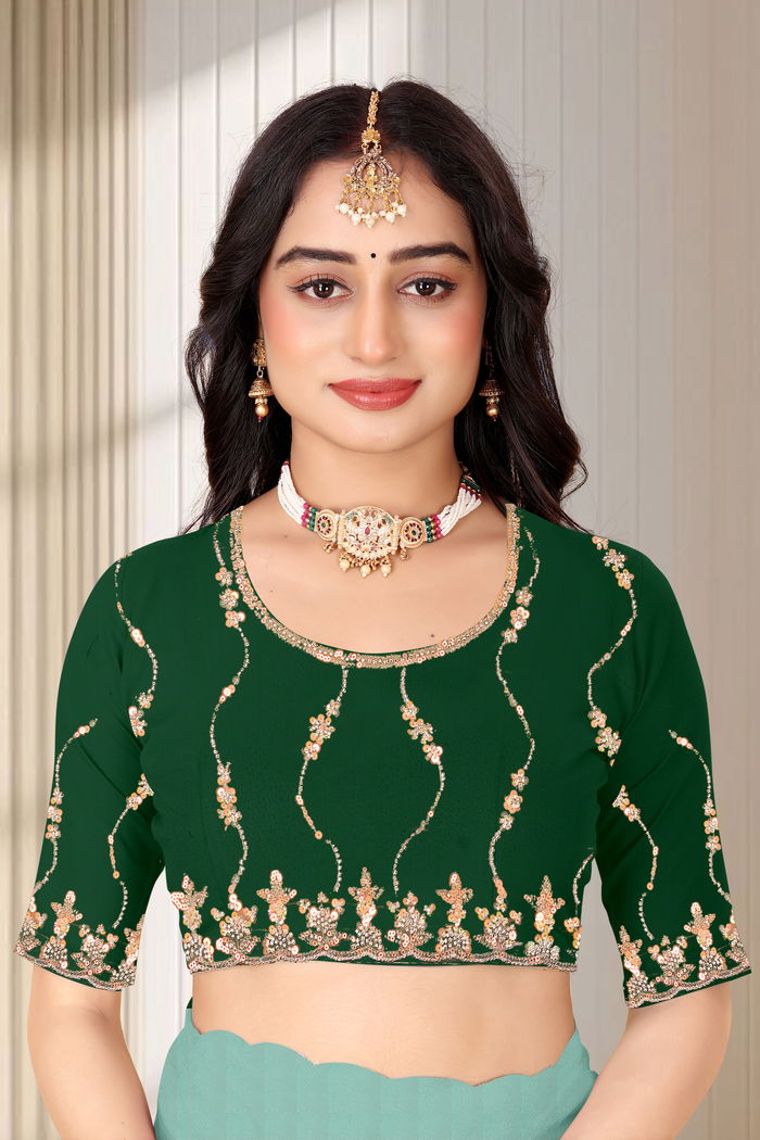 Pista Mint Cutwork Jaal Saree — view 5