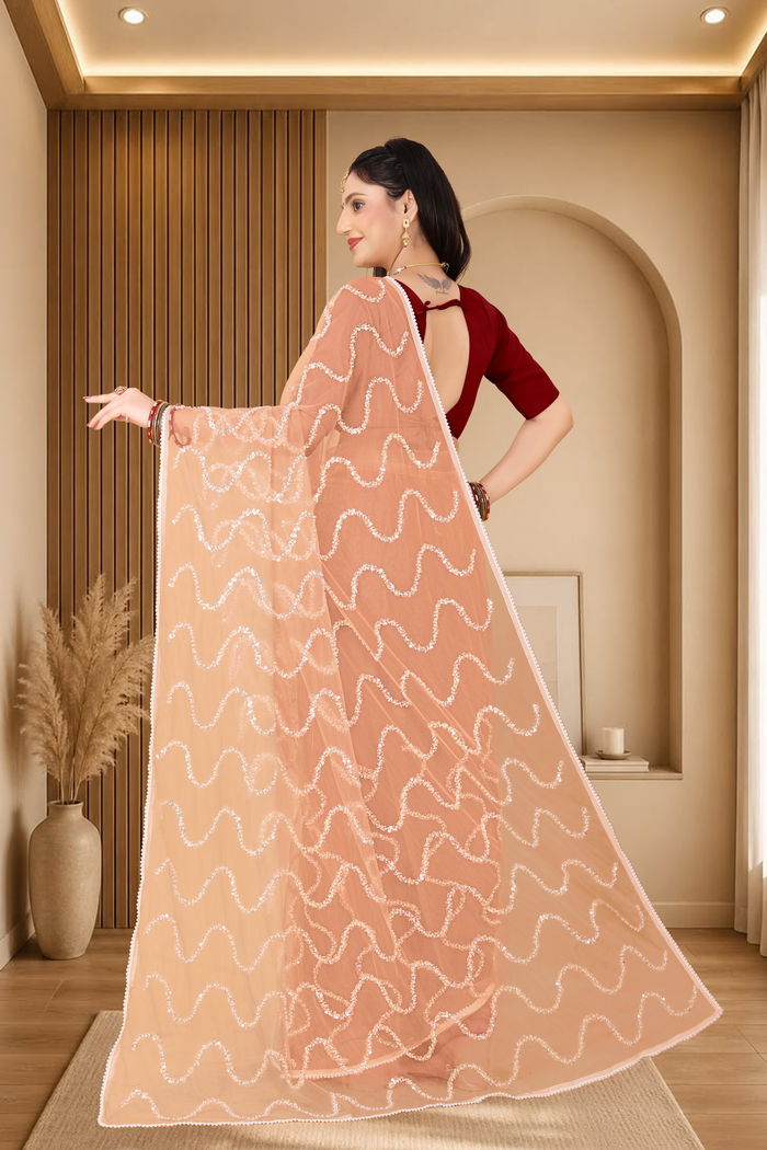 Nagin Sona Beige Saree — view 4