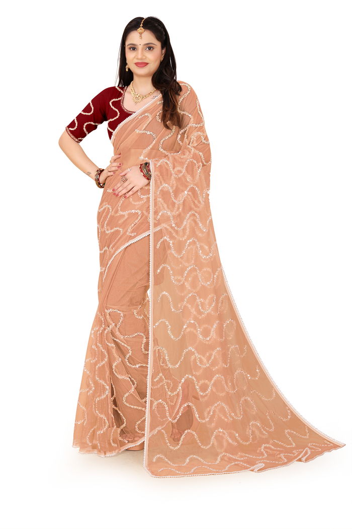 Nagin Sona Beige Saree — view 6