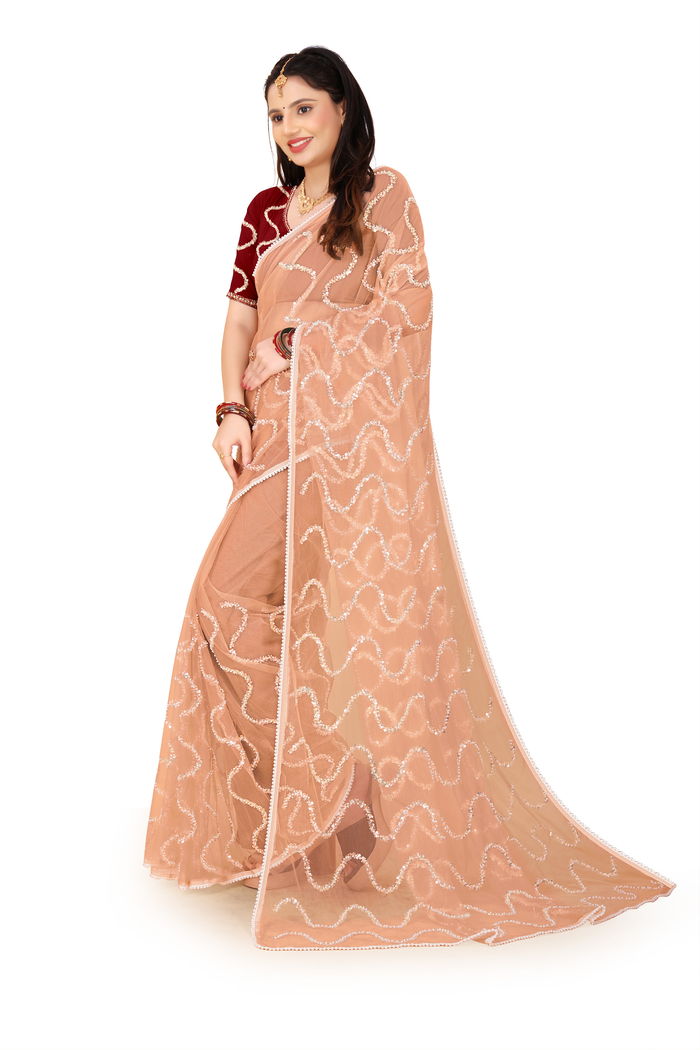 Nagin Sona Beige Saree — view 7