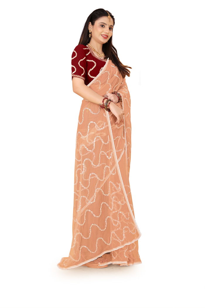 Nagin Sona Beige Saree — view 8
