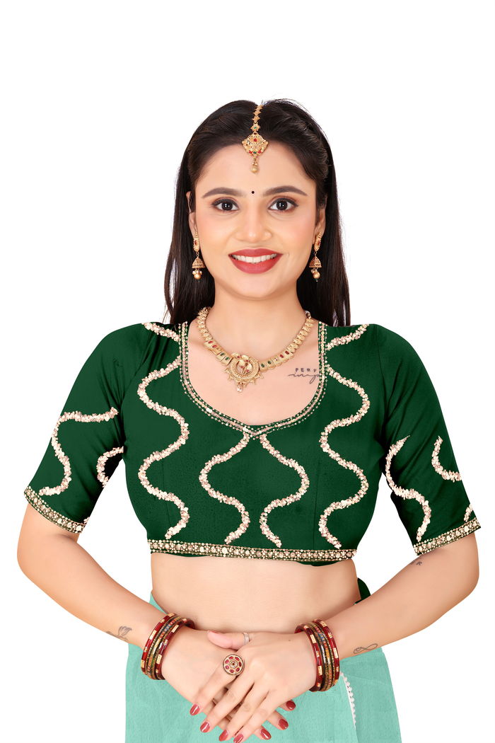 Nagin Pista Mint Saree — view 10
