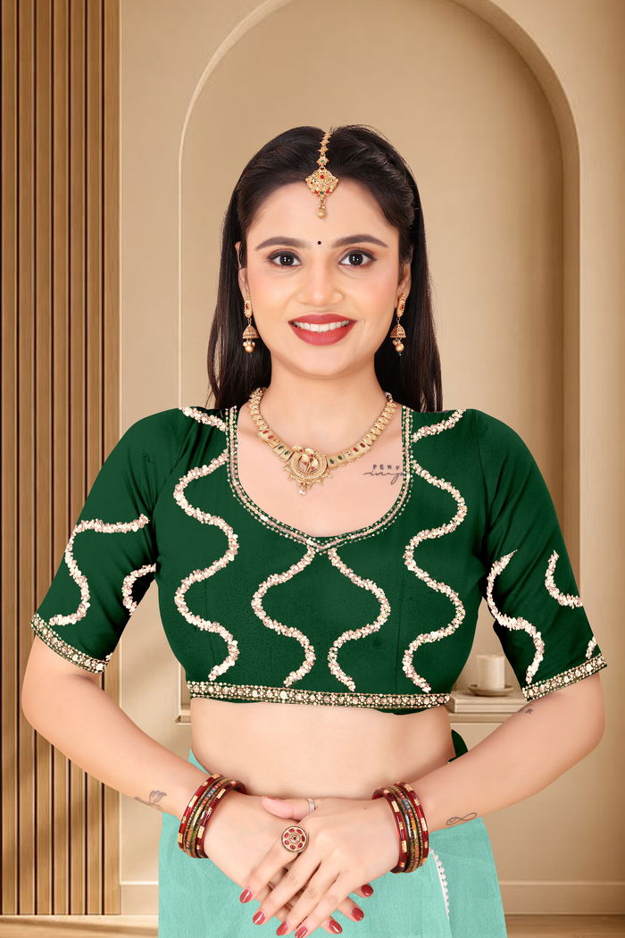 Nagin Pista Mint Saree — view 5