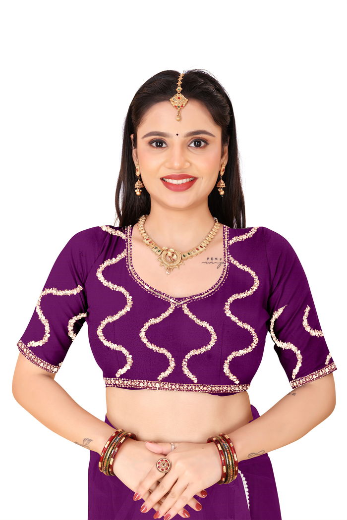 Nagin Baingani Purple Saree — view 10