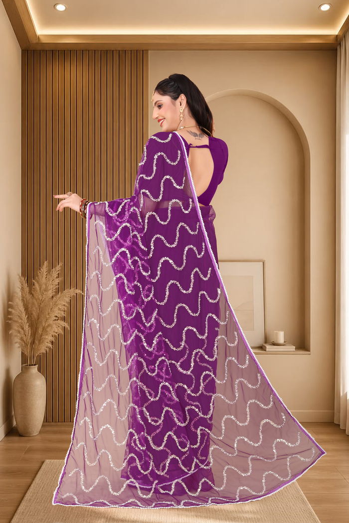 Nagin Baingani Purple Saree — view 4