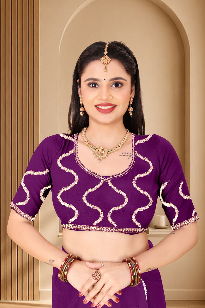 Nagin Baingani Purple Saree — view 5