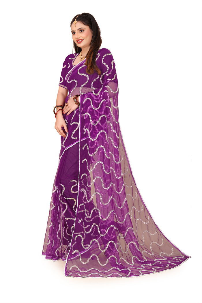 Nagin Baingani Purple Saree — view 7