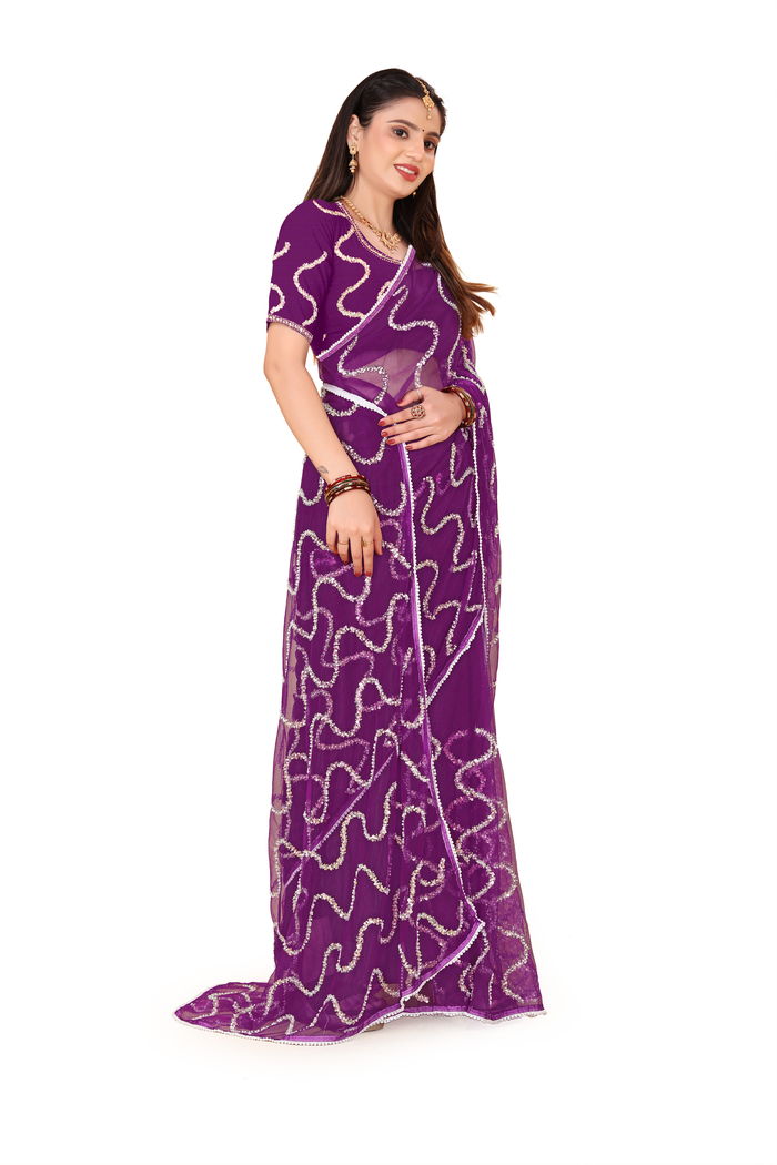 Nagin Baingani Purple Saree — view 8