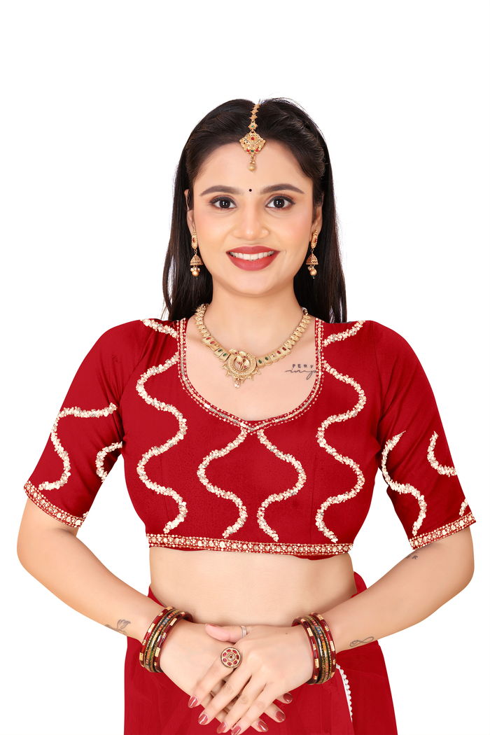 Nagin Sindoori Red Saree — view 10