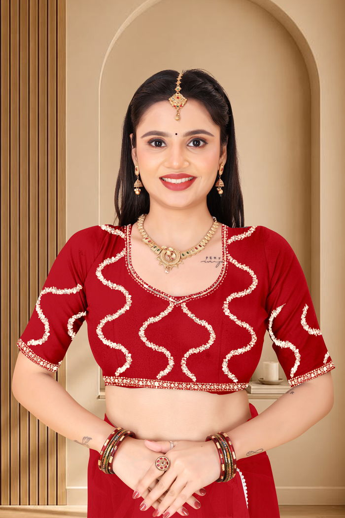 Nagin Sindoori Red Saree — view 5
