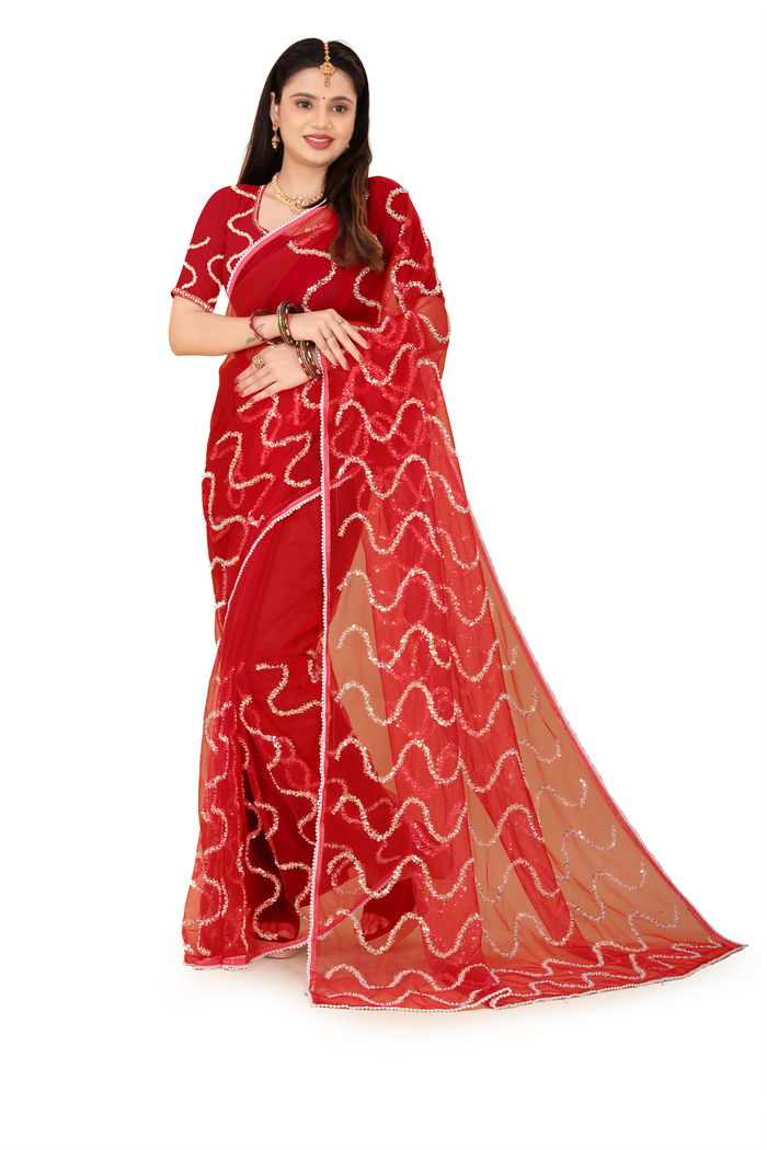 Nagin Sindoori Red Saree — view 6
