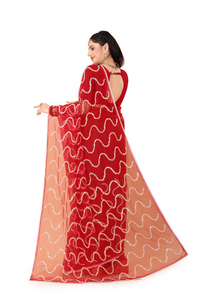 Nagin Sindoori Red Saree — view 9