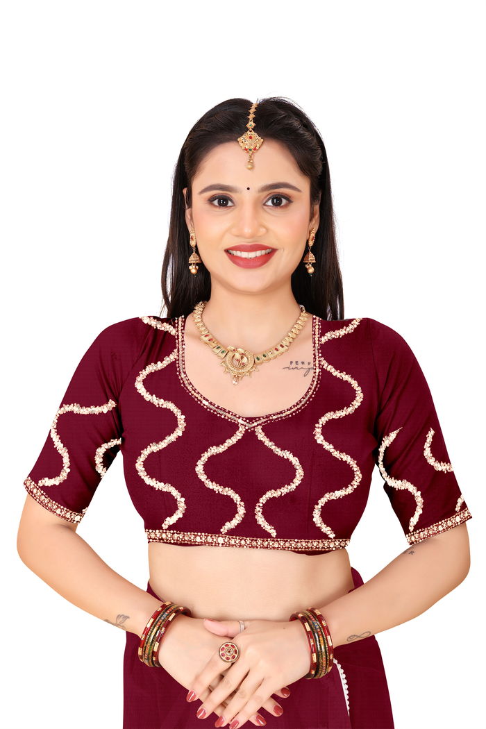 Nagin Maroon Wine Saree — view 10