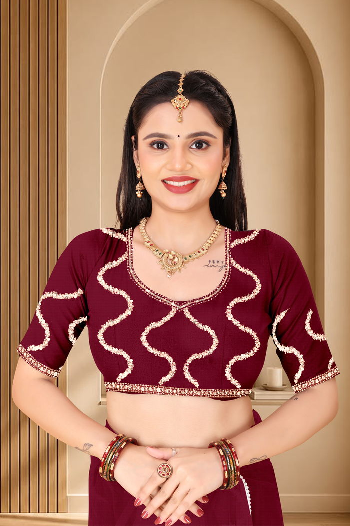 Nagin Maroon Wine Saree — view 5