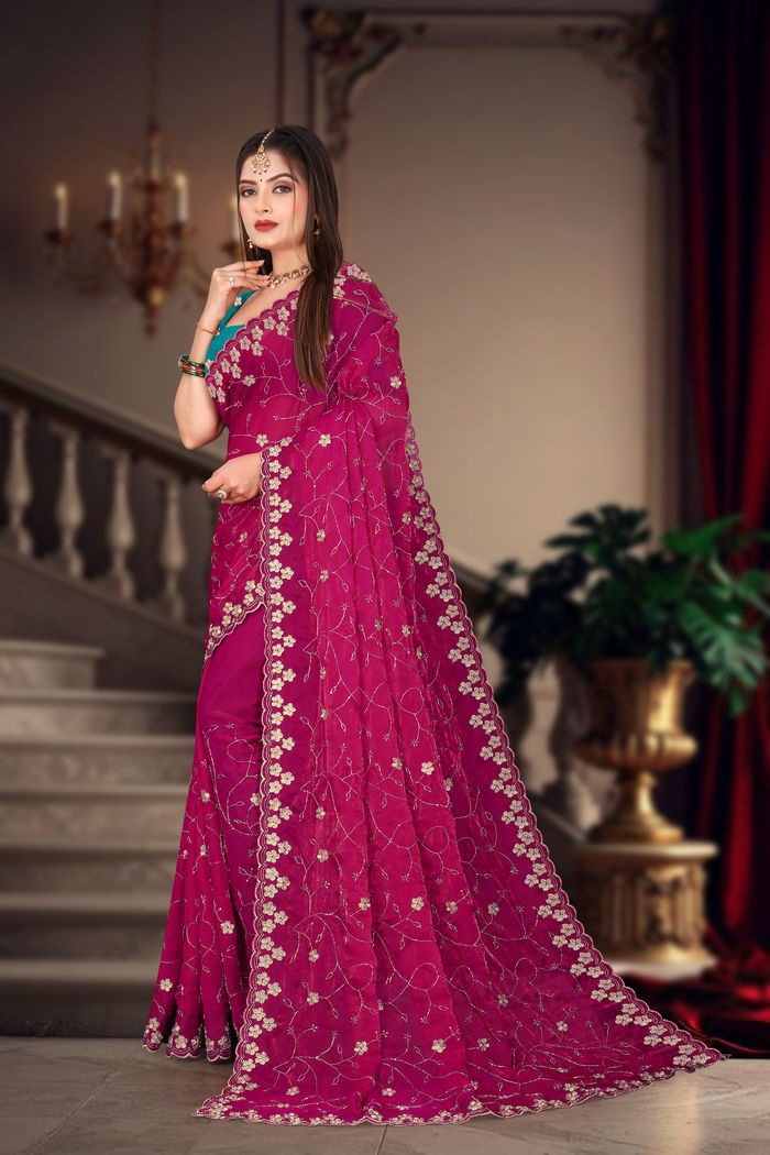 Rani Mahal Zari Handwork Saree — view 2