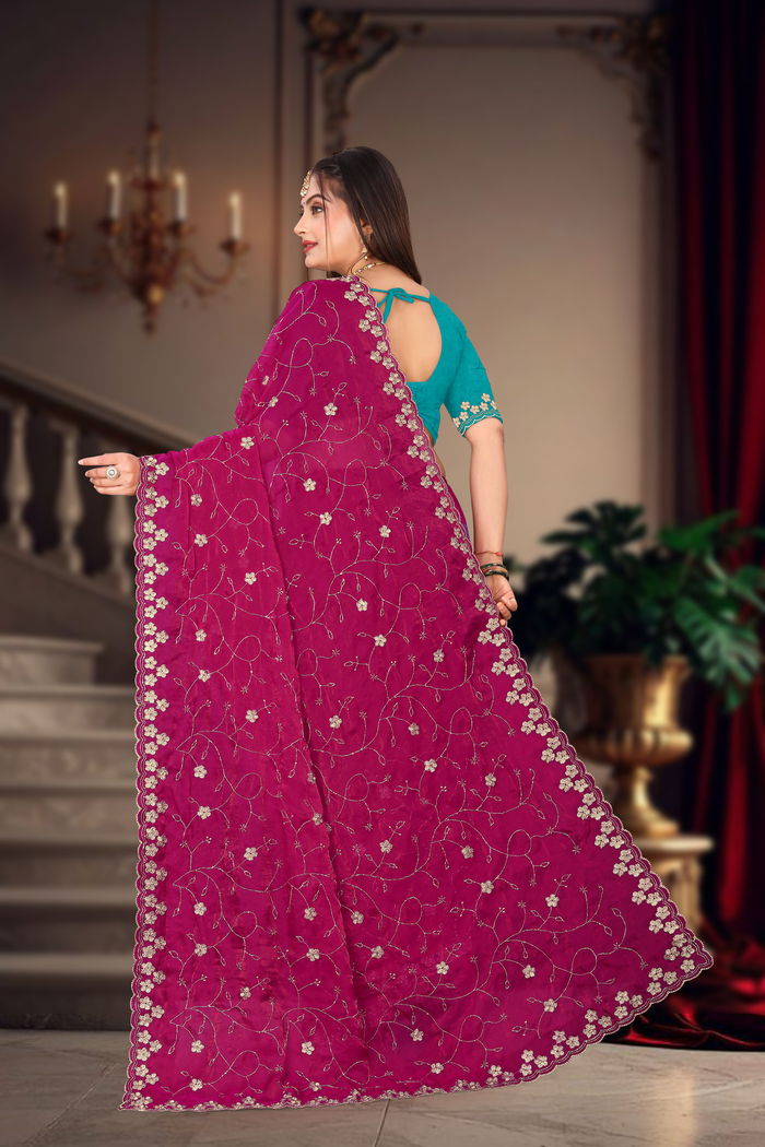 Rani Mahal Zari Handwork Saree — view 4