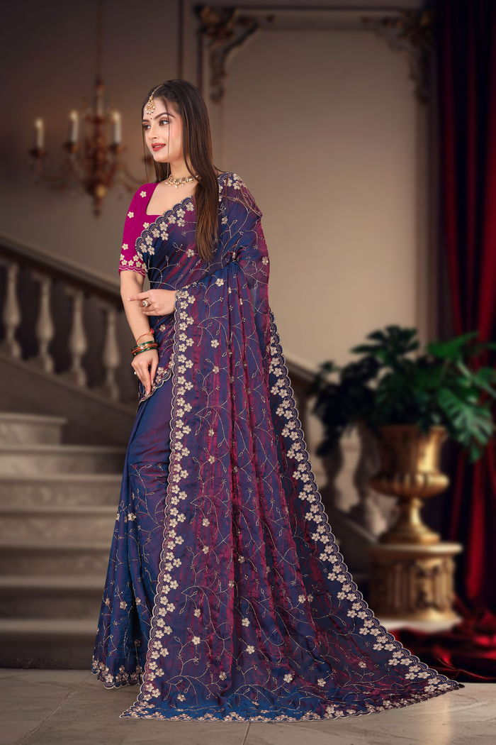 Neelam Midnight Zari Brocade Saree — view 2